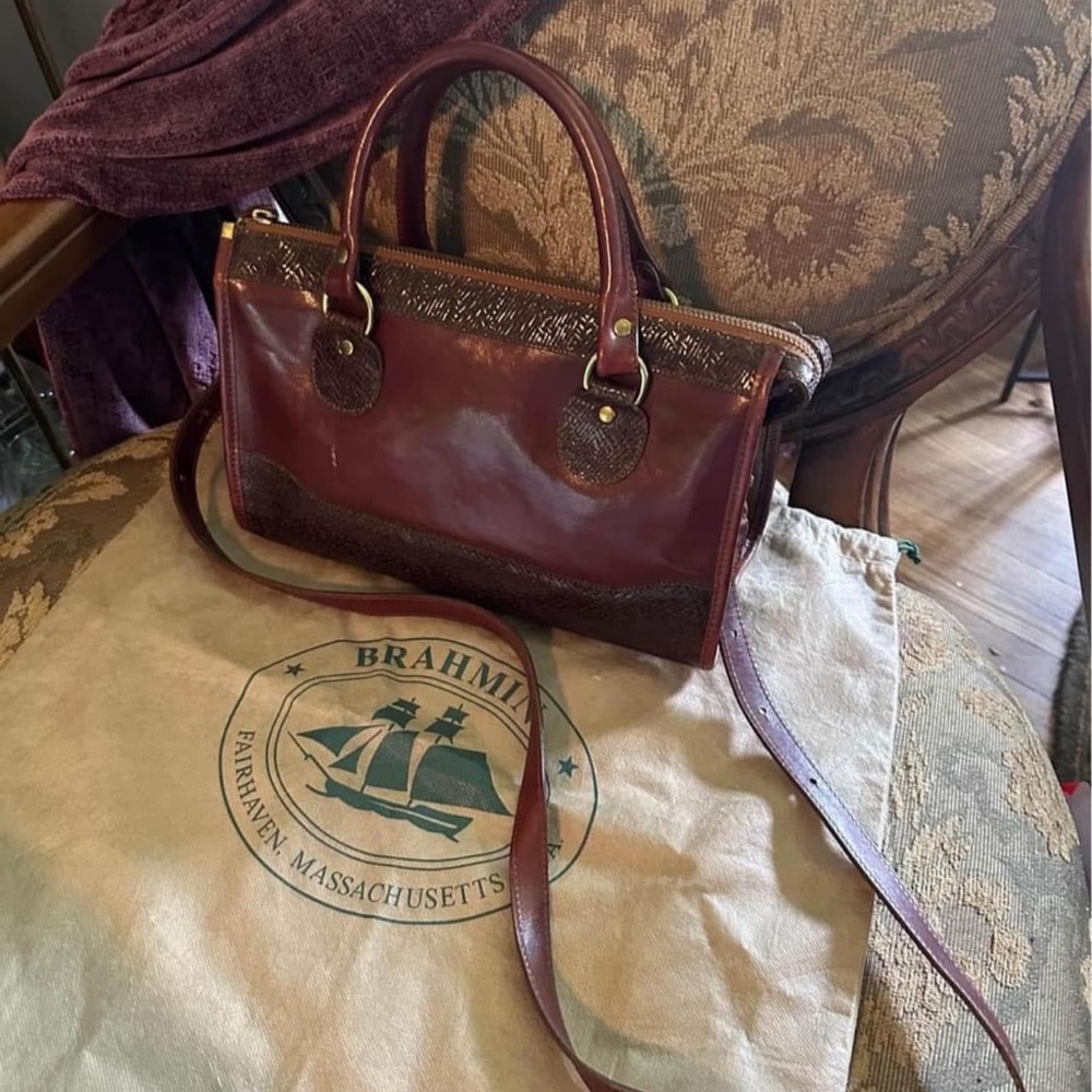 Brahmin Brown Leather Satchel with Vintage Appeal